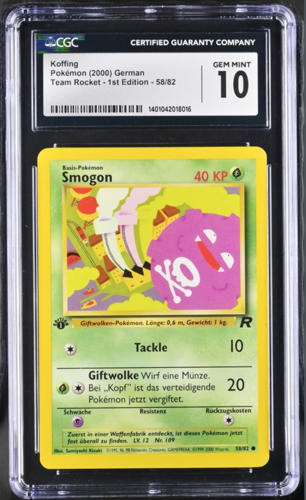 CGC 10 Smogon 1.ED DE. Team Rocket 2000 ( TR58 )
