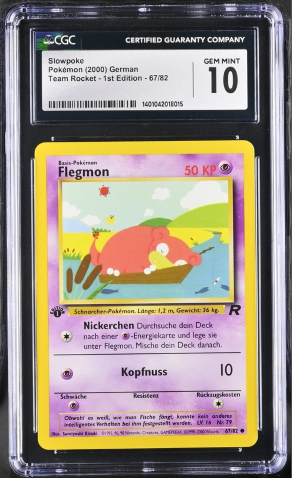 CGC 10 Flegmon 1.ED DE. Team Rocket 2000 ( TR67 )