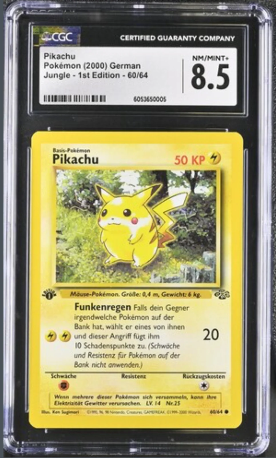 CGC 8.5 Pikachu 1.ED DE. 2000 ( JU60 )